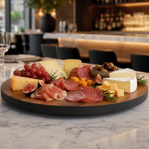 Woodard & Charles Round Acacia Wood Lazy Susan Turntable, 13.75", 6 Pack