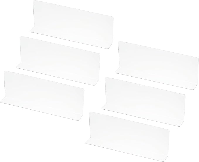 PATIKIL 6 Pack Shelf Dividers for Closet Organization, 11x1.57x3.9 Acrylic Closets Separator Kitchen Cabinet Shelves Under Bed Blocker for Bedroom Kitchen Office, Clear