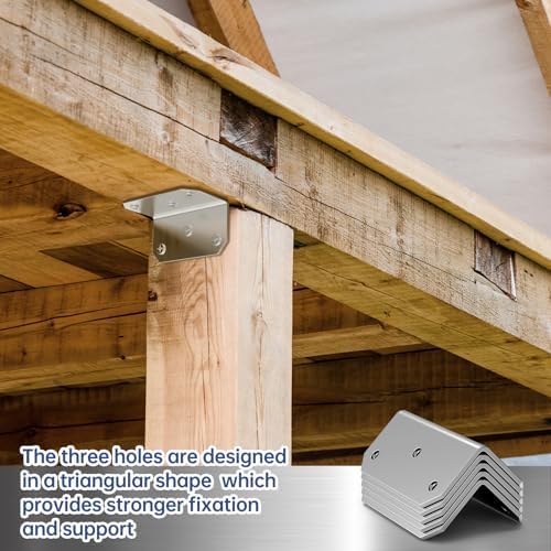 Yuleimy L Brackets for Wood, 2x4 Inch Galvanized Corner Braces, 4 PCS