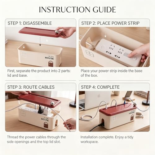 Cable Management Box, Cable Hider Box for Home/Office