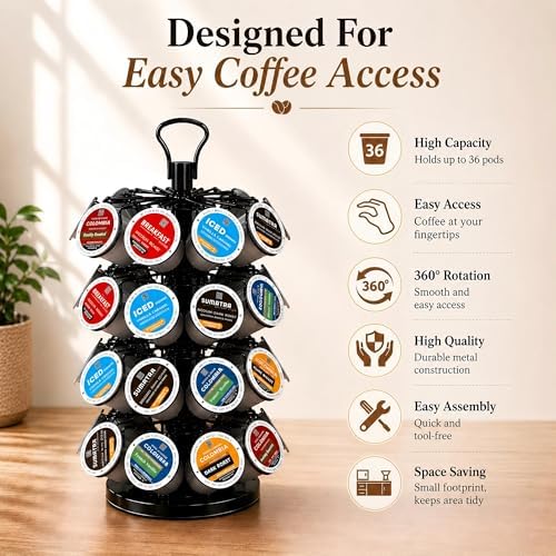 K Cup Holder-Coffee Pod Holder Organizer for 36 Pods,4-Tier K Cup Storage