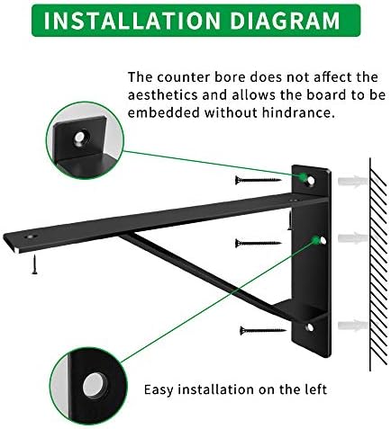 Heavy Duty Shelf Brackets 20 inch, Industrial Wall Brackets with Lip Metal Storage Brackets Outdoor/Indoor Include Screw
