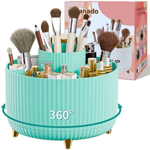 fanado 360° Rotate Makeup Brush Holder Organizer, Makeup Organizers Countertop, Makeup organization and Skincare Storage
