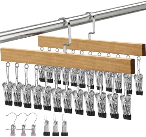 2 Pack Wooden Pants Hangers，Light Natural Wood (Wood Colour)