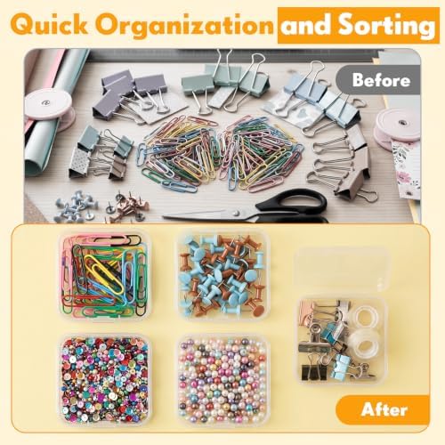 Jetec 60 Pieces Small Clear Plastic Storage Box, 2.1 x 2.1 x 0.8 Inch