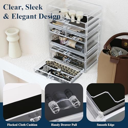 Sea Team 3-Tier Stackable Clear Acrylic Makeup Organizer with Drawers