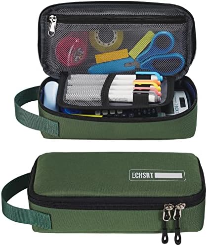ECHSRT Large Pencil Case, Aesthetic Pen Pouch with Big Capacity, Minimalist Portable Stationery Bag with Handle for Office Organizer Aesthetic Pencil Cases