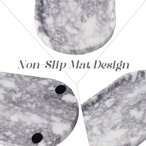 Koville Real Luxurious Marble Vanity Tray, 12"x6" Calacatta Viola Marble Catchall Tray for Bathroom, Natural Stone Perfu