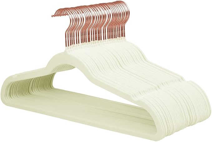 Stormix Adult Velvet Hangers Non-Slip, Shoulder Notches, 36 Pack Cream