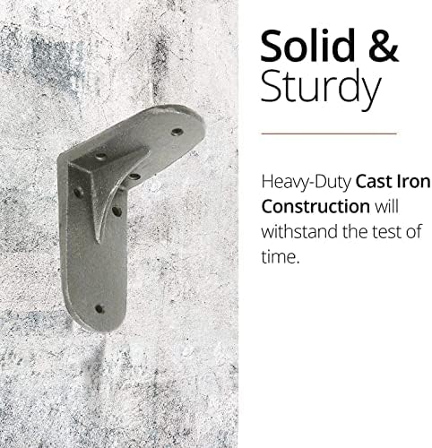 NACH Decorative Shelf Brackets, 2 Pack of 4.3 x 2 x 3.5 inch, Antique Metal Cast Iron Shelving Brackets - Metal Shelf Su
