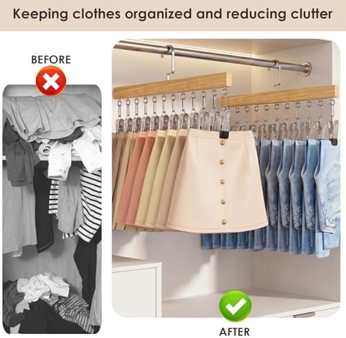 2 Pack Wooden Pants Hangers，Light Natural Wood (Wood Colour)