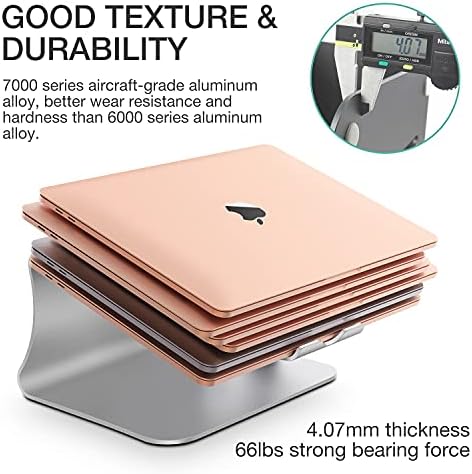 Laptop Stand, Aluminum Notebook Holder Riser Heat-Vent for MacBook Air/Pro, Dell, HP, Lenovo, Microsoft Surface, Samsung