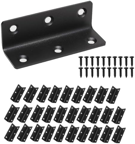 L Bracket, Heavy Duty Corner Brace, 30 Pack 3.2" Metal Shelf Bracket Angle Bracket for Shelves, Black Metal Braces for W