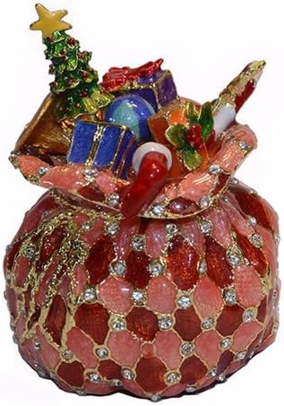 Christmas Ornament Trinket Box Jewelry Box Hand Painted Decorative Box with Hinged Lid Ring Earring Holder Holiday Figurine Collectible