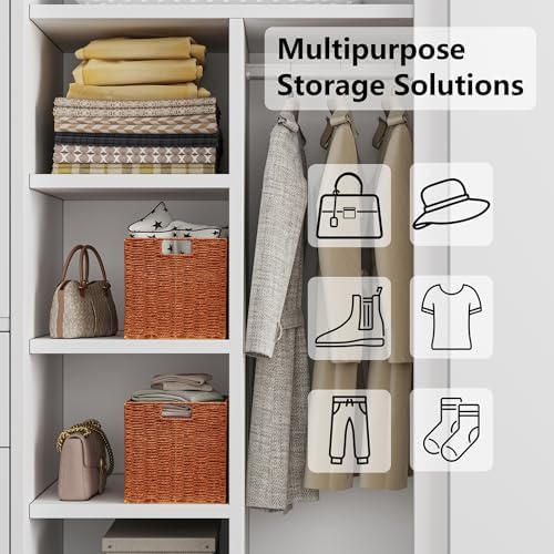 Vagusicc Wicker Storage Basket, Set of 2 Hand-Woven Paper Rope Wicker Basket, Foldable Cube Storage Bins, 9 inch Square 