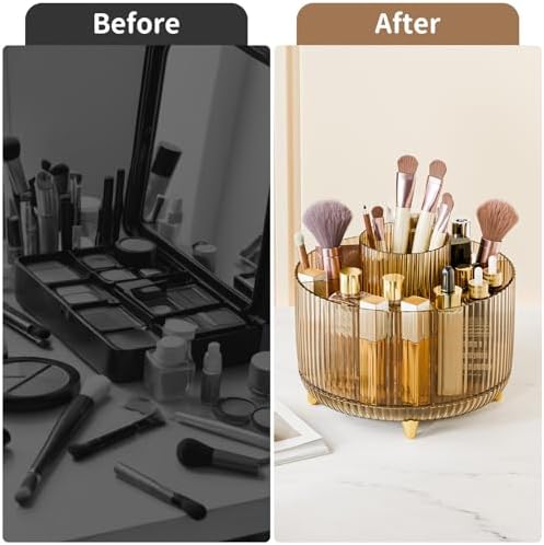 fanado 360° Rotate Makeup Brush Holder Organizer, Makeup Organizers Countertop, Makeup organization and Skincare Storage