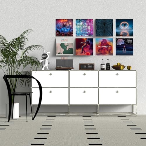 ILYXY Clear Acrylic Vinyl Record Holder – 8 Pack 12-Inch Wall Mount Shelves, Album Display Frames for LP Records, Decorative Rack for Collectors & Vinyl Lovers