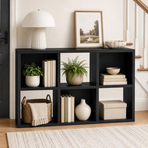 IULULU 6-Cube Storage Organizer Shelf, Freestanding Bookcase - Black