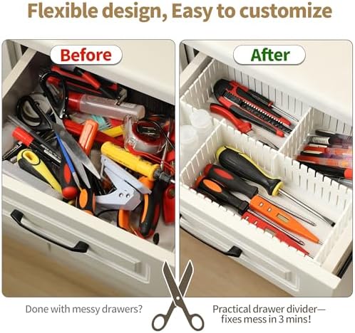 Drawer Divider Adjustable Diy Storage Organizer Separator for Tidying Clutter Cutlery Makeup Clothes of Dresses, Desk & 