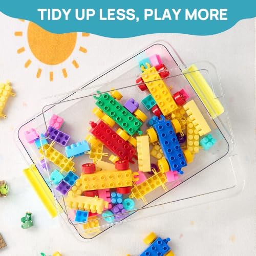 Vtopmart 4 Pack 6 Qt Plastic Storage Bins with Lids, Sensory Bins, Yellow