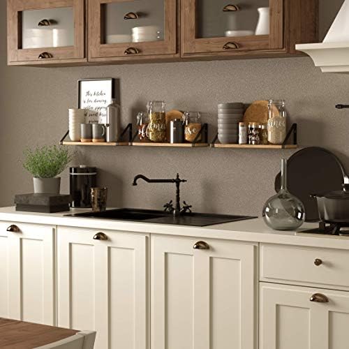 Wallniture Ponza Floating Shelves for Wall, Laundry Room and Bathroom Storage Shelf Unit Set of 3, Natural Burned Rustic