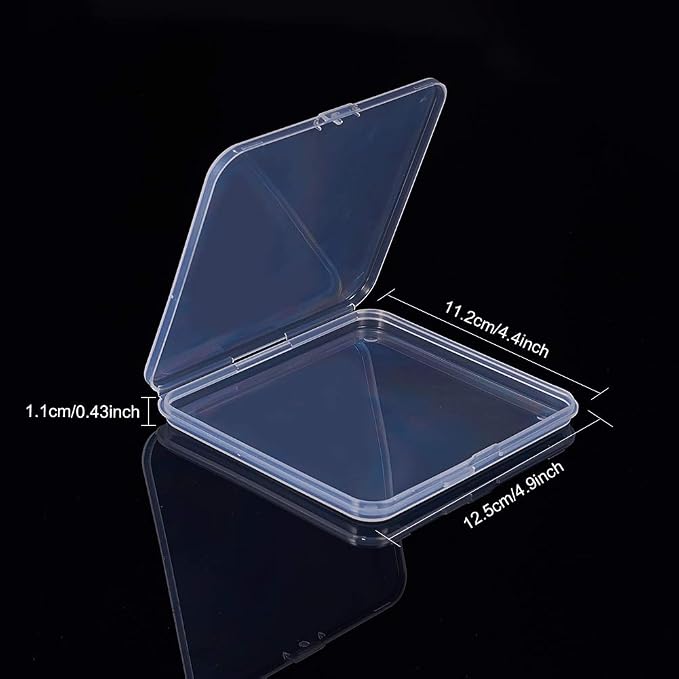 BENECREAT 6 Pack 4.9x4.4x0.43 Inches Rectangle Clear Plastic Bead Storage Containers Box Drawer Organizers with Lid for Beads Cards and Other Craft Accessories