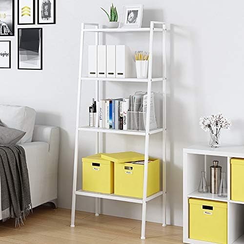 soges Industrial Ladder Shelf Bookcase 4-Tier Bookshelf Storage Rack Shelves Free Standing Metal Display Shelf Plant Flo