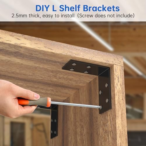 1.5x3x3 Inch Galvanized L Bracket, 8PCS 90 Degree Angle Bracket for Shelf, Iron Corner Brackets for Wood Post，Shelves，Fu