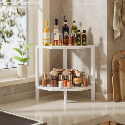 Creso hom Corner Shelf Stand, 2 Tier Industrial Corner Bookshelf