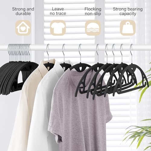 Velvet Hangers Felt Clothes Hangers 30 Pack Black/18 XL