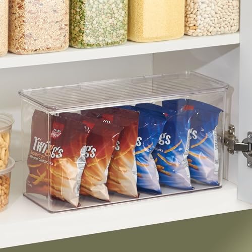 iDesign Plastic Stackable Hinged-Lid Storage Box, Set of 2, Clear
