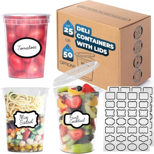 32 oz Deli Containers with Lids, 50-Set, Leakproof BPA-Free