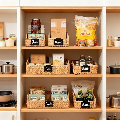 Pantry Baskets for Organizing,Wicker Storage Bins,3 Pack,Natural