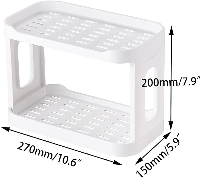 2-Tier Desk Organizers & Dispensers，Mail Holder for Office Desk Organization，Kitchen Spice Rack or Bathroom Countertop Organizer, Gift for Teachers, Classmates, and Friends,White