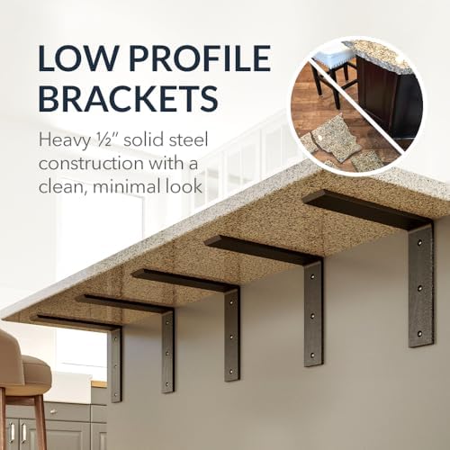 Iron Supports Front Mount L Bracket - Heavy Duty Steel Countertop Bracket for Granite Countertops - Support Bracket for 