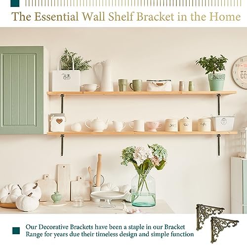 Lounsweer 8 Pcs Shelf Brackets, 8 Inch Antique Brass Wall Mounted,Classic