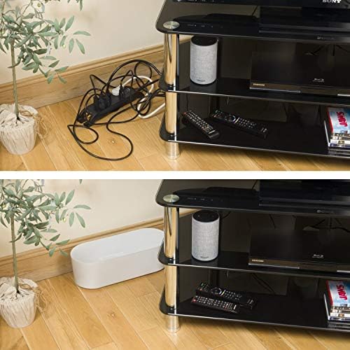 D-Line Cable Management Box (Large) & Cord Spiral Wrap (8.2ft Length) - White