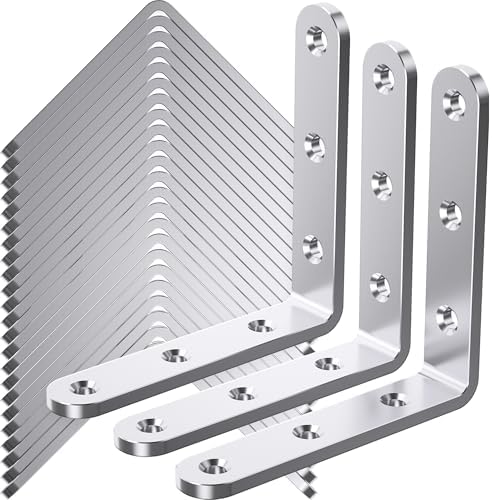 25Pcs Stainless Steel Angle Brackets 4”x 4” Heavy Duty Corner Brackets