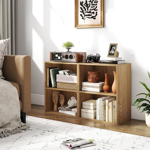 GIANTEX 2-Cube Bookshelf, 2-Layer Storage Shelf Bookcase Set of 2