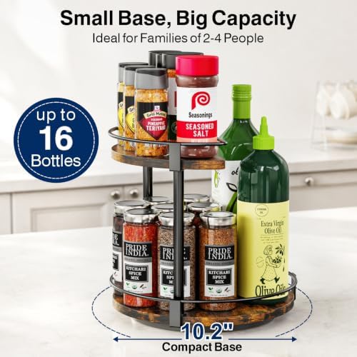 iSPECLE Lazy Susan Turntable - 10.2" Spice Spinner Easy Find Spice, 2 Pack