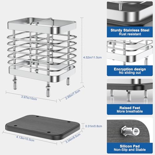 Toothbrush Holders for Bathroom, Adhesive Electric Toothbrush Holder with Fast Dry Tray Wall Mounted Toothbrush Holder S