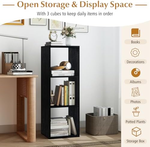 Tangkula 3-Cube Bookcase, 4-Tier Bookshelf with Open Compartments, Freestanding Cube Storage Organizer with Anti-Topplin