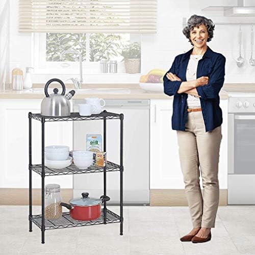Storage Shelves Metal Wire Shelving Unit NSF Heavy Duty 3-Tier Height Adjustable Utility Steel Garage Shelving with Leve