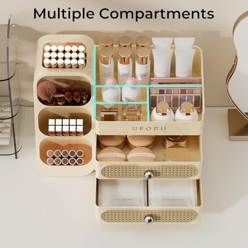 UFORU Makeup Organizer Countertop with Brush Holder for Vanity Bathroom