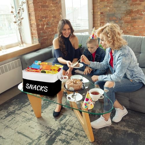 Snack Organizer for Pantry, Decorative Snack Basket with 10pcs Chip Clips, Snack Organizer for Desktop, Collapsible Snac