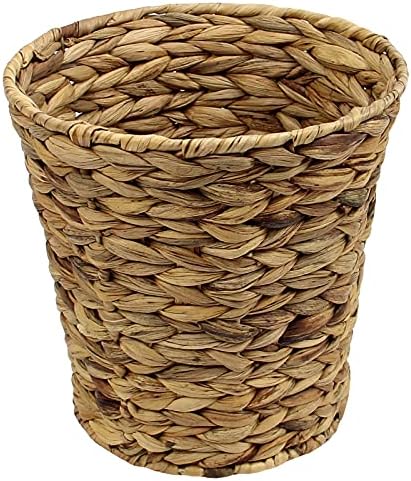 Casaphoria Round Water Hyacinth Garbage Baskets for Storage Natural Woven Hyacinth Laundry Rubbish Basket Durable Circul