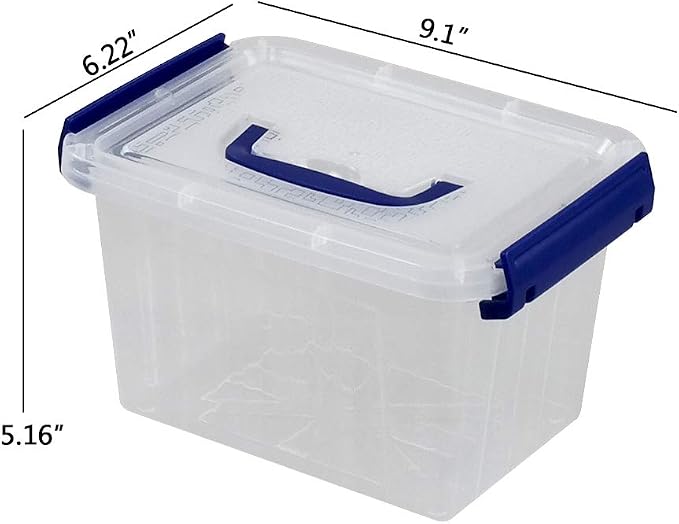 6-Pack 3 Liter Storage Box, Small Plastic Bin with Handle