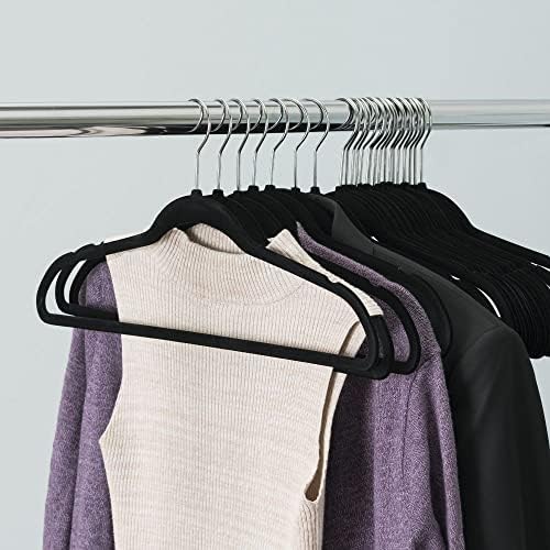 60 Pack Velvet Hangers - Non-Slip and Space-Saving Closet Organizers - Durable Soft-Touch, Black Hangers for Clothes, Coats, and Wardrobe Essentials Luxury, Ganchos De Ropa, Gift