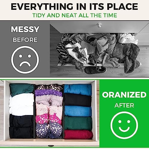 4 Pack Bamboo Drawer Dividers Organizer with Inserts 2.6'' High