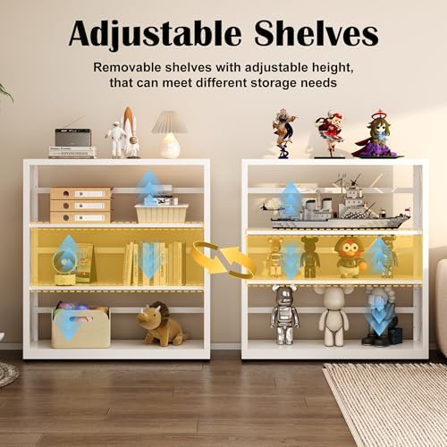 SteeLoong 3 Tier Bookcase,Metal Bookshelf with Adjustable Feet & Shelves
